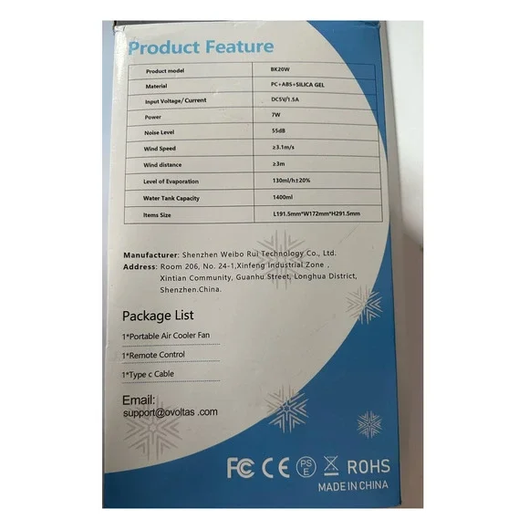 OVOLTA Multifunction Air Cooler BK20W Timer 3-Speed Remote Control USB Power - Picture 4 of 9